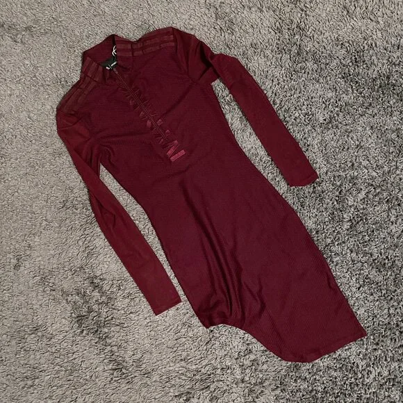 Adidas x Ivy Park Maroon Asymmetric Dress - Picture 3 of 6